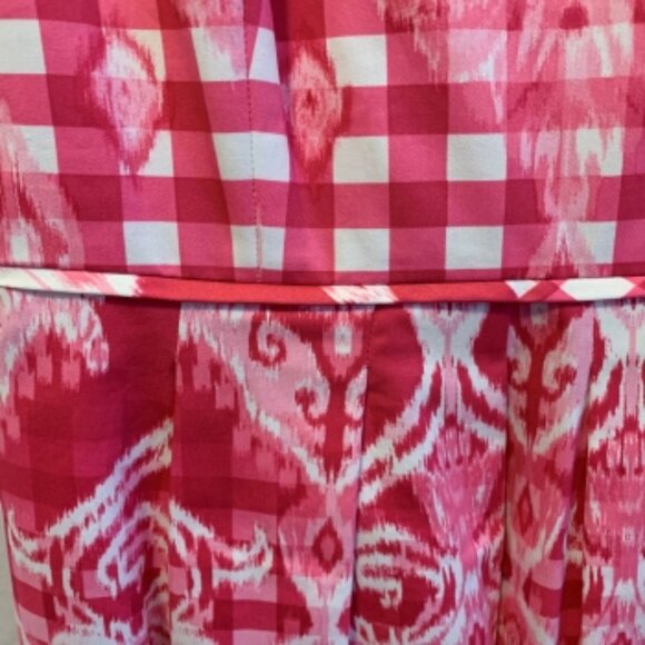 NEW Tahari ASL Dress BarbieCore Gingham Cotton Pink White Lined Size 2 Petite 2P - Picture 4 of 16